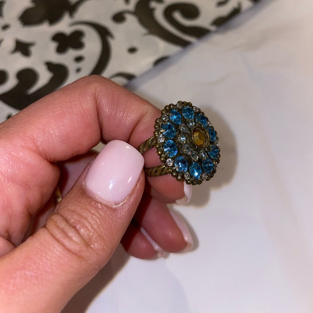 Blue Swarovski Crystal Ring